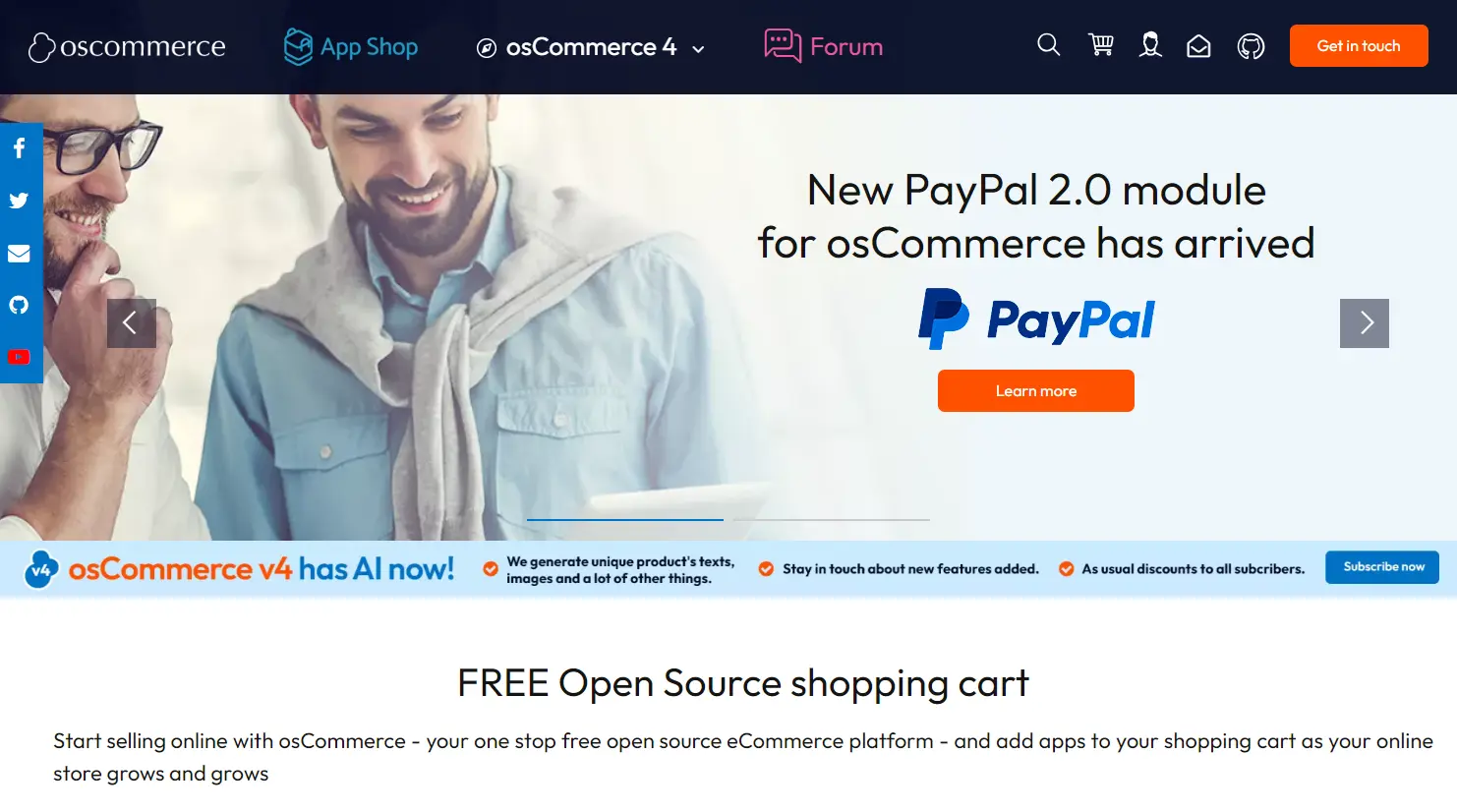 osCommerce open-source shopping cart storefront