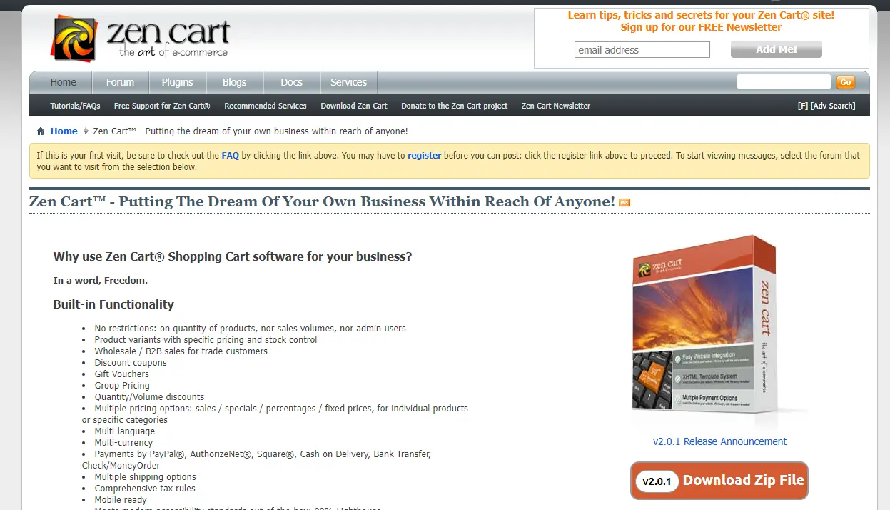 Zen Cart open-source ecommerce storefront